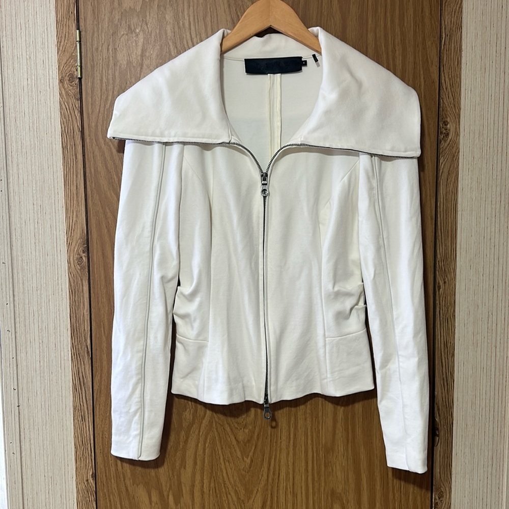 L.A.M.B. Ivory Zip Up Collared Jacket Size 4